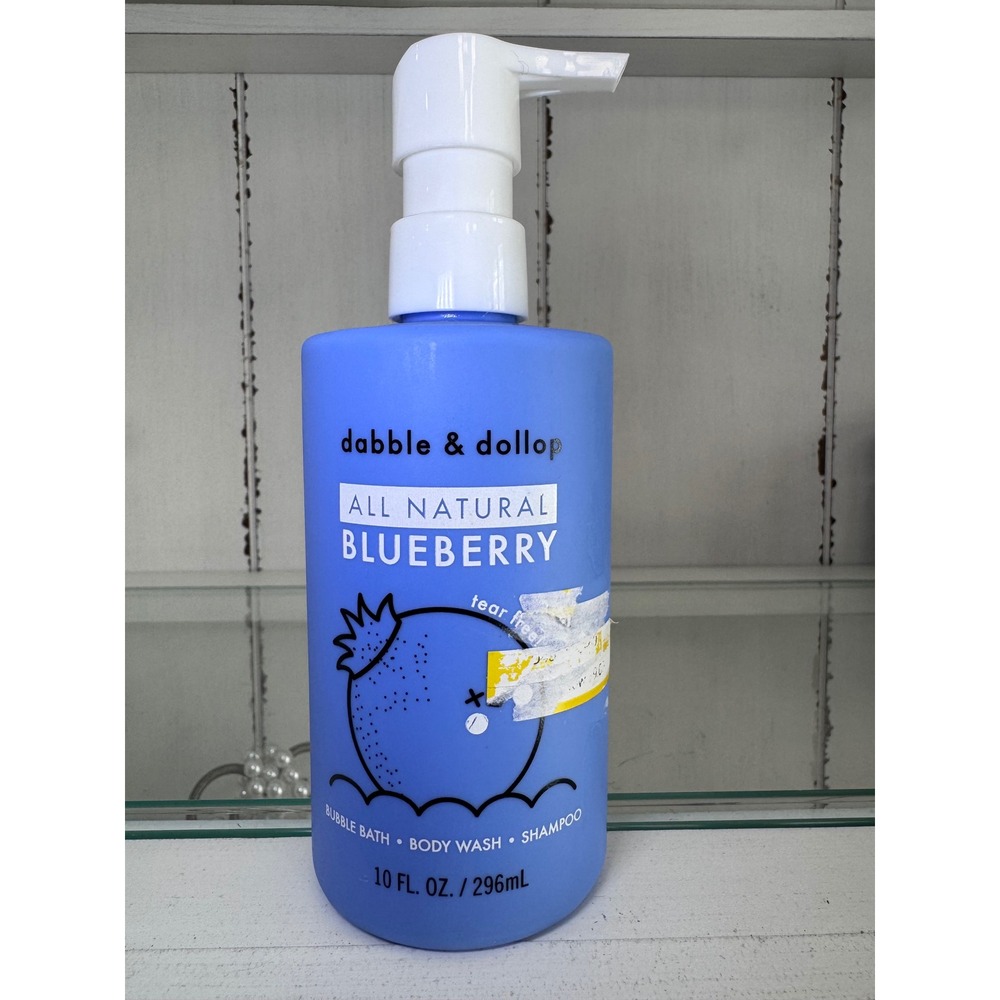 Dabble & Dollop All Natural Blueberry 3-in-1 Bubble Bath‎ Body Wash Shampoo 10oz